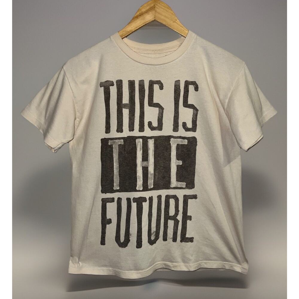This is the Future Tshirt - Tan Brown -Big Letters Inspirational Graphic - Sz L